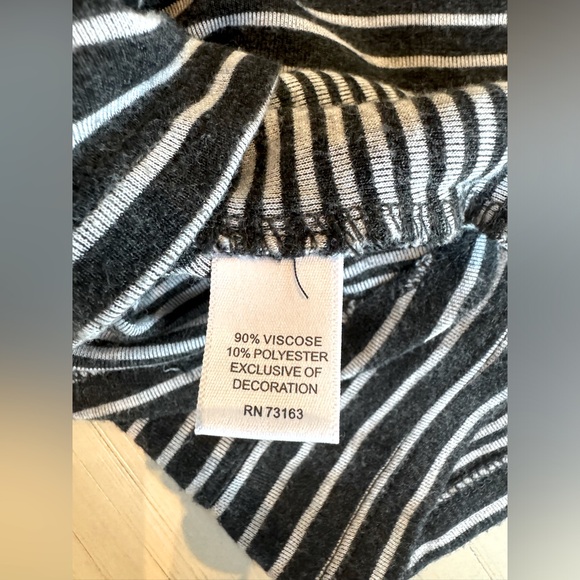 James Perse Grey Striped Hooded Pullover Hi-Low Hem & Kangaroo Pocket - Size S - Picture 13 of 14